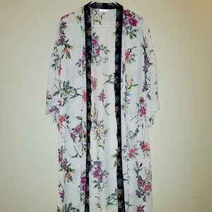 Time and Tru Floral Kimono Duster Tunic Top